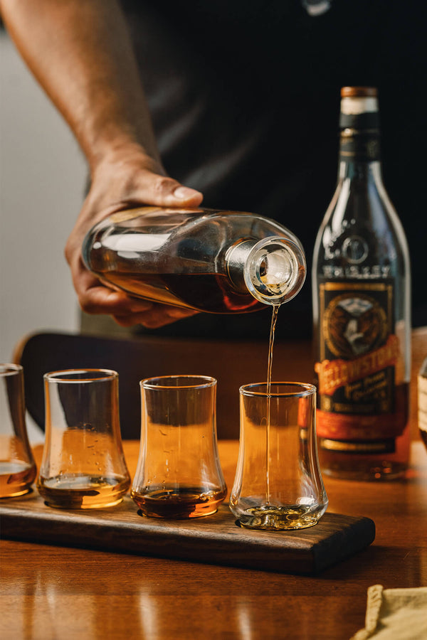 Whiskey Flight Tasting Board with 4 Glasses