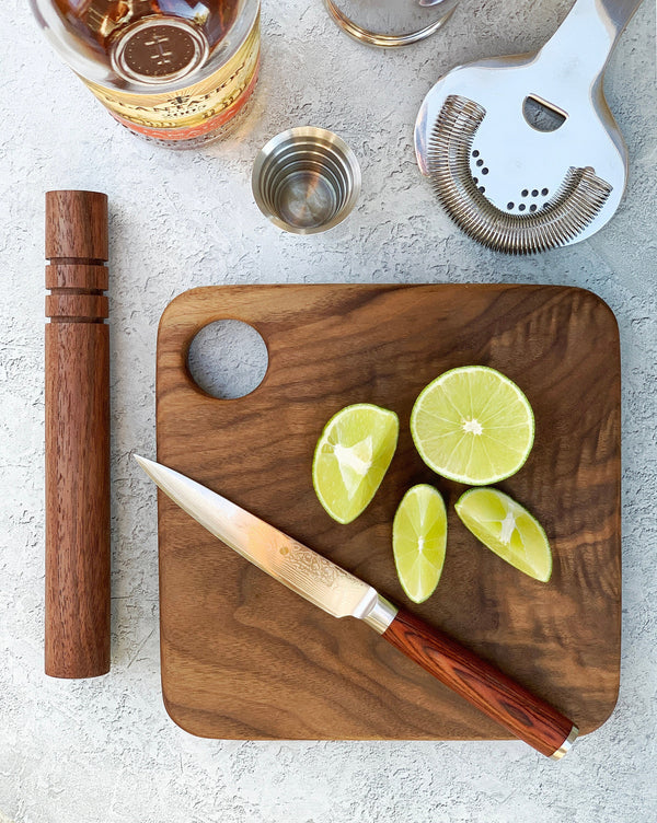 Cocktail Citrus Cutting Board & Wood Muddler Combo